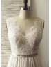 V Neck Eyelash Lace Chiffon Bohemian Wedding Dress
